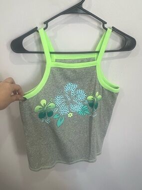 Justice Grey Tank Top with Bedazzled Floral Design